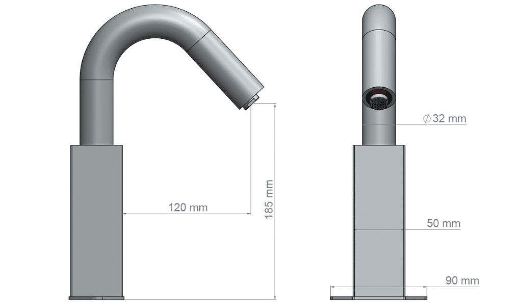 s9 sensor water tap dimensions
